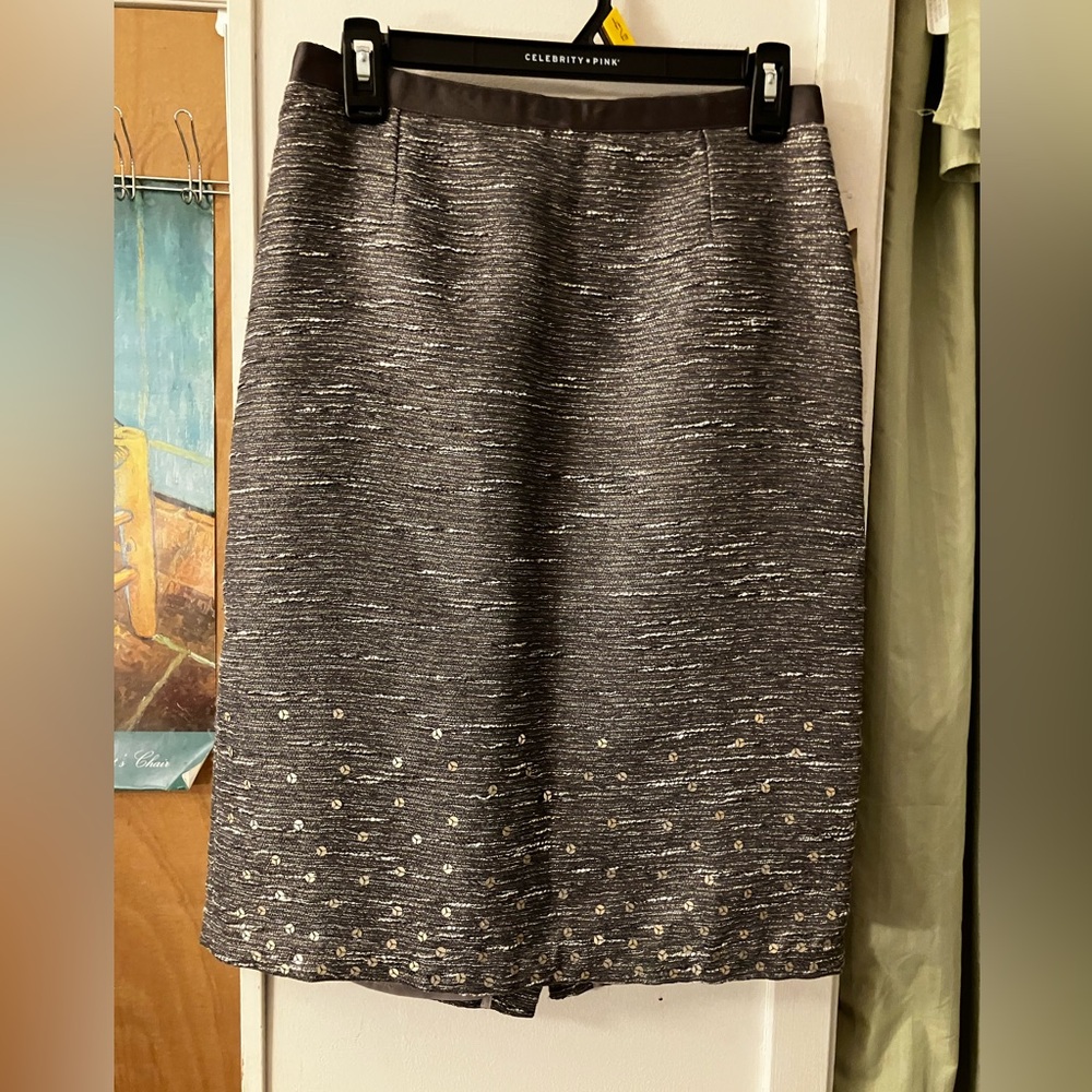 4/$20 Coldwater Creek Spun Silver Pencil Skirt NWT  29x24”